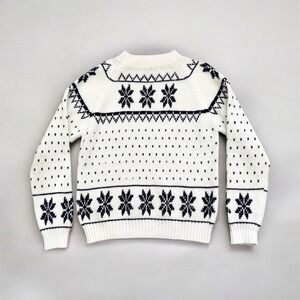 Vintage 80s Nordic Snowflake Sweater Men's Medium Fair Isle Ski Fisherman Preppy